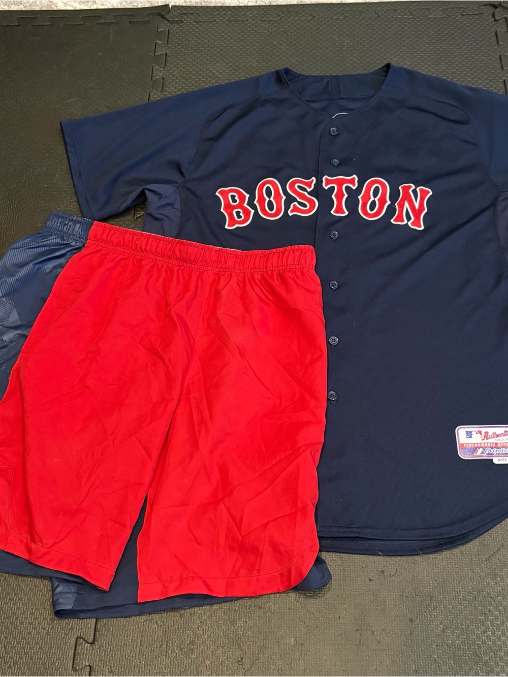 Boston Red Sox Blue Majestic Baseball Jersey #31 Lester Lg + Nike Red Sox Shorts